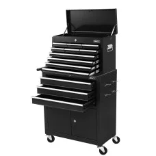 Giantz Black 13-Drawer Tool Box Cabinet Chest, Steel, Lockable, Ball-Bearing Slides, 175kg Capacity, Workshop Essential