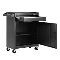 Giantz Tool Chest Trolley Cabinet Rolling Toolbox with Drawer Cabinet EVA Liners 100kg Black Garage Storage