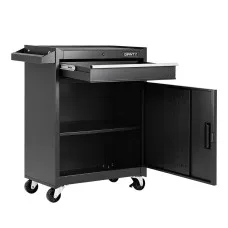 Giantz Tool Chest Trolley Cabinet Rolling Toolbox with Drawer Cabinet EVA Liners 100kg Black Garage Storage