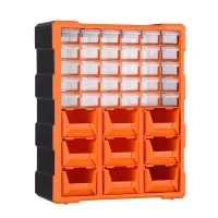 Giantz 39-Drawer Tool Organiser with Clear and Orange Bins Black Polypropylene Cabinet 39pc Storage System