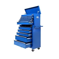 Giantz 14 Drawer Steel Tool Box Cabinet Chest with Lockable Drawers & 360° Wheels, Blue – 61.5x33x112cm Garage Storage