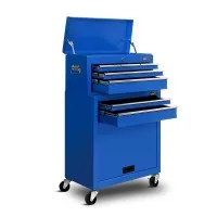 Giantz 7 Drawer Tool Box Cabinet Chest Trolley - Durable Steel, Lockable, Ball-Bearing Slides, Blue, 62x33x98cm