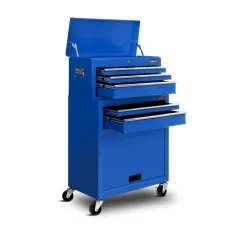 Giantz 7 Drawer Tool Box Cabinet Chest Trolley - Durable Steel, Lockable, Ball-Bearing Slides, Blue, 62x33x98cm