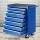 Giantz 7 Drawer Steel Tool Box Cabinet Trolley, 100kg Capacity, Lockable, Non-Slip Liners, Blue, 61.5x33x72