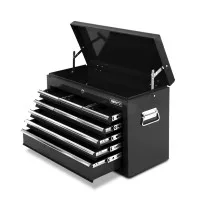 Giantz 9 Drawer Steel Tool Box Cabinet, Black - Lockable Storage Organiser with Ball Bearing Slides & Non-Slip Liners