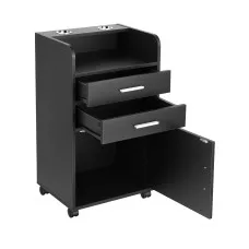 Artiss Professional Salon Station Rolling Cart with 2 Drawers, 2 Tool Holders and Lockable Wheels Black