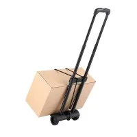 Giantz Folding Trolley Portable Hand Truck Lightweight Travel Luggage Trolley 25kg Adjustable Handle Black