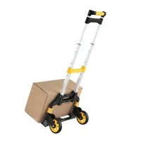 Giantz Folding Trolley Portable Hand Truck Lightweight Travel Luggage Trolley 80kg Capacity Silver 3 Position Handle