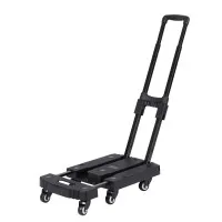 Giantz Folding Hand Truck Platform Trolley 200kg Heavy-Duty Dolly Cart with Adjustable Handle Black