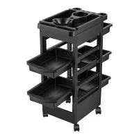 Embellir 6-Tier Salon Trolley Cart with 5 Slide-Out Trays on Wheels for Hairdressing Black