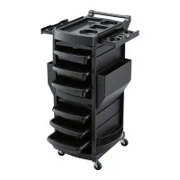 Embellir Salon Trolley 7-Tier with 6 Removable Trays 2 Lockable Doors Black