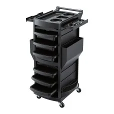 Embellir Salon Trolley 7-Tier with 6 Removable Trays 2 Lockable Doors Black