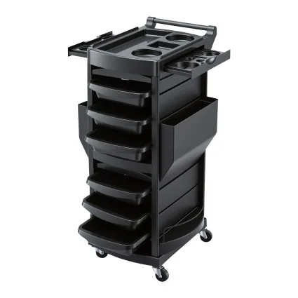 Embellir Salon Trolley 7-Tier with 6 Removable Trays 2 Lockable Doors Black