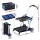 Artiss Foldable Double Layer Shopping Trolley 90kg Capacity with 2 Crates Blue with Brake and Detachable Castors