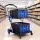 Artiss Foldable Double Layer Shopping Trolley 90kg Capacity with 2 Crates Blue with Brake and Detachable Castors