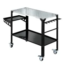 Giantz Mobile Welding Table Cart 130KG Capacity Galvanised Top Tool Storage Lockable Casters 128x46x88cm