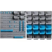 Giantz 44-Piece Wall Mounted Storage Rack with Heavy-Duty Bins & Peg Board for Tools & Accessories Organisation