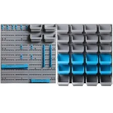 Giantz 44-Piece Wall Mounted Storage Rack with Heavy-Duty Bins & Peg Board for Tools & Accessories Organisation