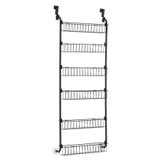 Artiss Over Door 6-Tier Pantry Storage Hanger Metal Organiser Black Heavy Duty Steel Space Saving Solution