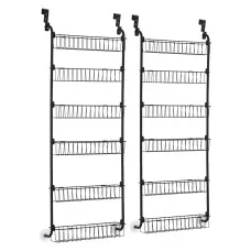 Artiss 2x Over Door Storage Pantry Organiser 6-Tier Metal Hanger Hook Black Set of 2 Packaged Ready to Fit