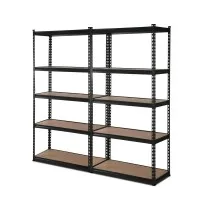 Giantz 2x1.5M Heavy-Duty Garage Shelving Rack - 150kg/Tier, Adjustable Steel Frame, MDF Boards, Matte Black