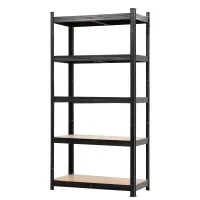 Giantz 1.6m Garage Shelving 5-Tier 1250kg Heavy-Duty Boltless Storage Rack with MDF Shelves Black
