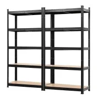 Giantz 5-Tier Garage Shelving 160cm Wide, 250kg per Shelf, MDF, Black
