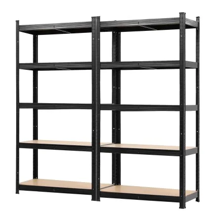 Giantz 5-Tier Garage Shelving 160cm Wide, 250kg per Shelf, MDF, Black