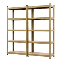 Giantz 2-Rack Garage Shelving 160cm 250kg MDF Storage System Yellow