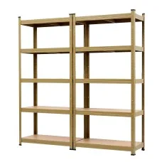 Giantz 2-Rack Garage Shelving 160cm 250kg MDF Storage System Yellow