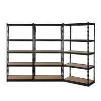 Giantz 3x1.8M Heavy-Duty Steel Garage Shelving Rack, Adjustable 5-Tier Storage, 1000kg Capacity, Matte Black