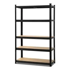 Giantz 1.8M Heavy-Duty Warehouse Rack - 5-Tier Adjustable Steel Shelving, 1000kg Capacity, Easy Assembly, Black