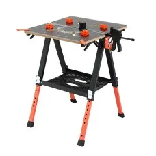 Giantz Portable Folding Worktable 454kg Heavy Duty Adjustable 60–91.5cm Steel MDF Workbench 70x65cm