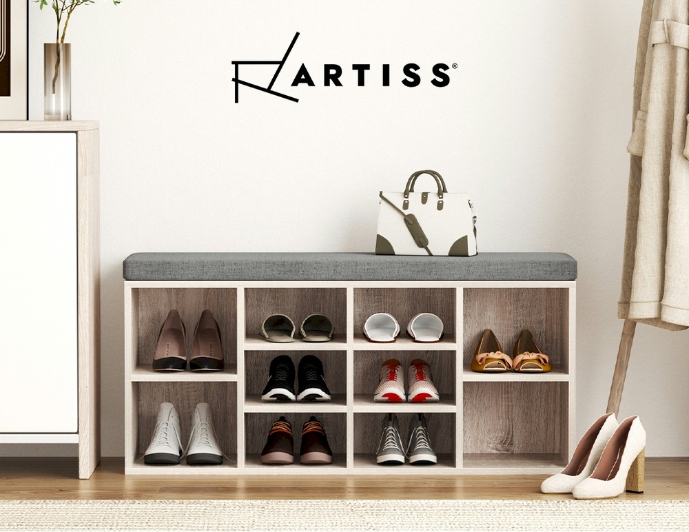 Shoe bench with cushion and storage from Habitura