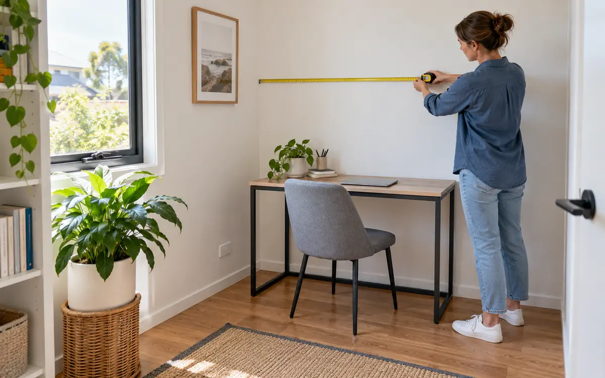 Measuring a compact room for an Artiss home office desk