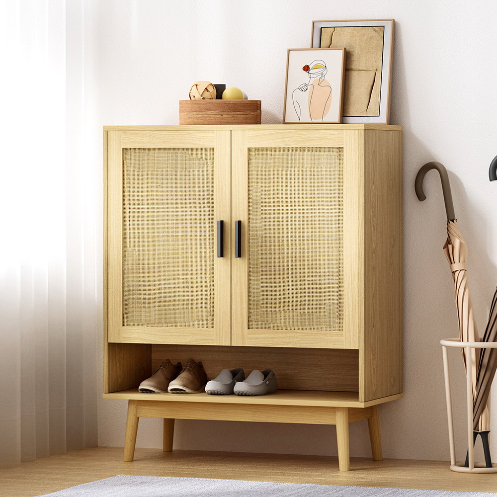 Open wooden shoe rack from Habitura